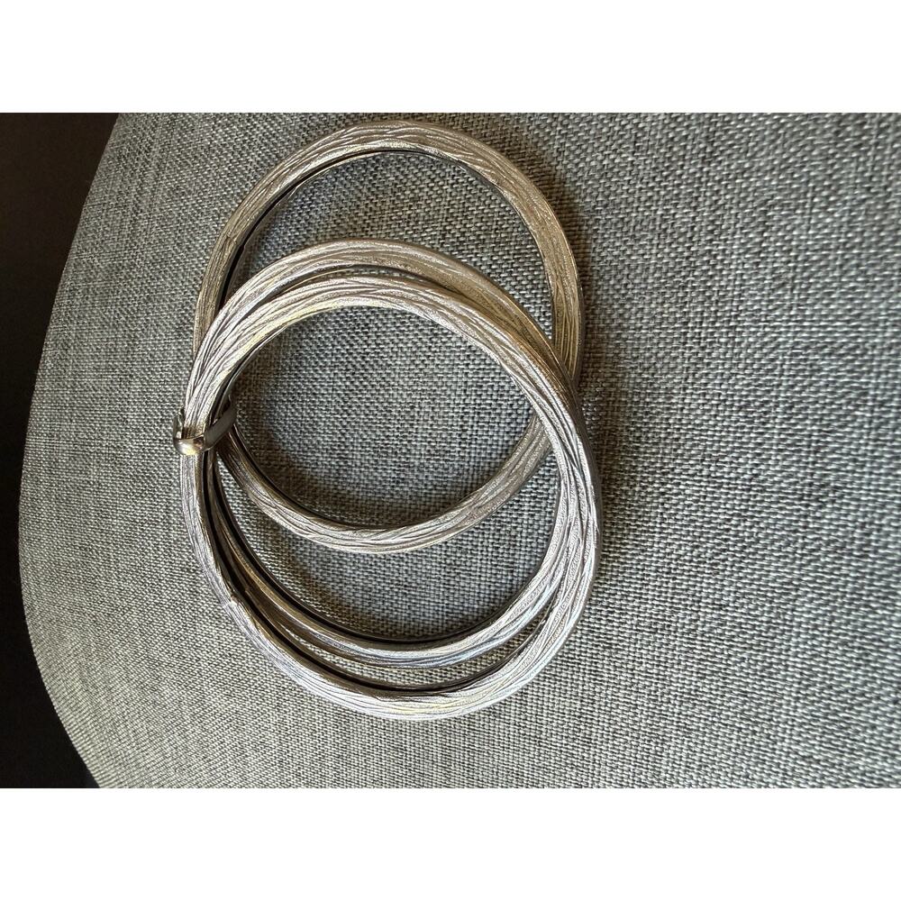 Vintage Bangle Bracelet Set Silver Tone Textured Stackable Classic Capsule